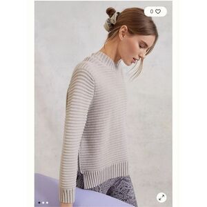 Varley 100% Cotton Ribbed Pullover Sweater Anthropologie Small Beige Neutral